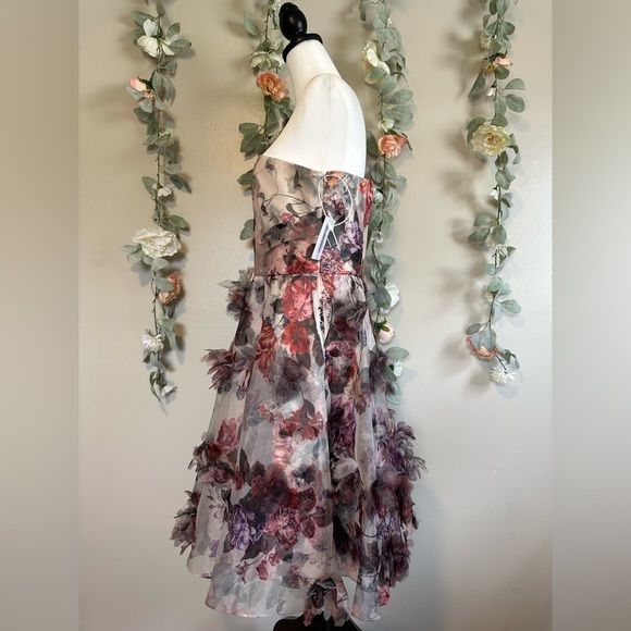 Marchesa Notte Floral One-Shoulder Dress - Picture 8 of 11